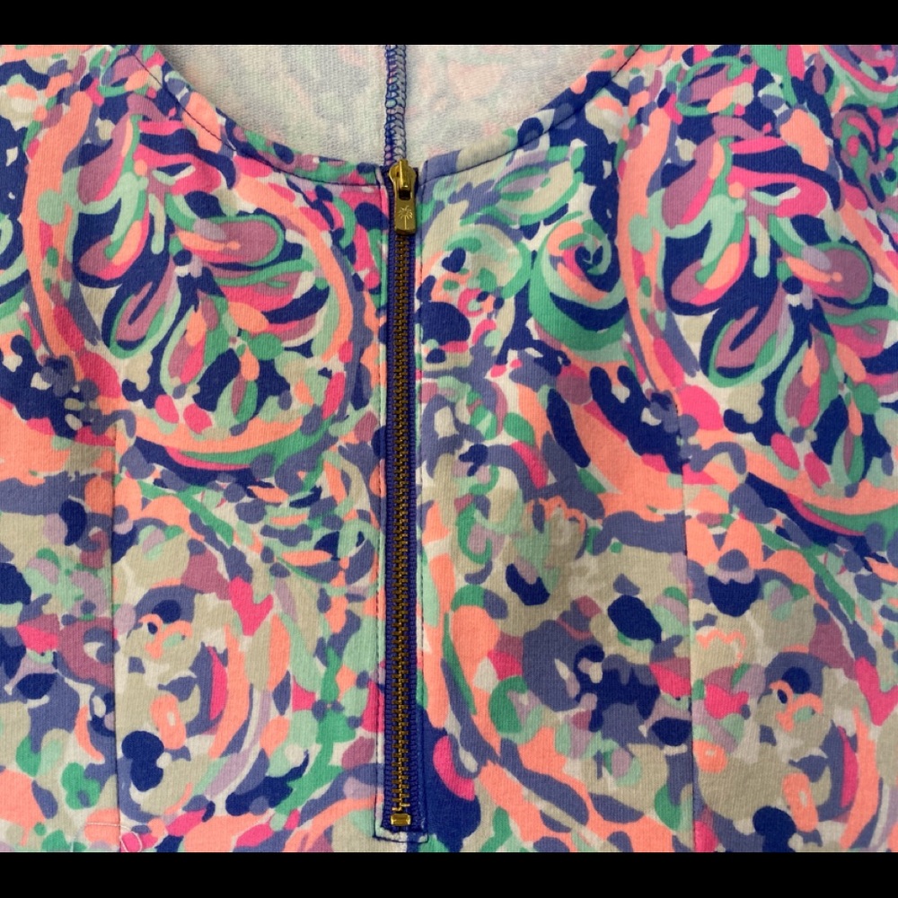 LILLY PULITZER multi-color zip back flattering fit & flare dress, M, EUC - Picture 7 of 10